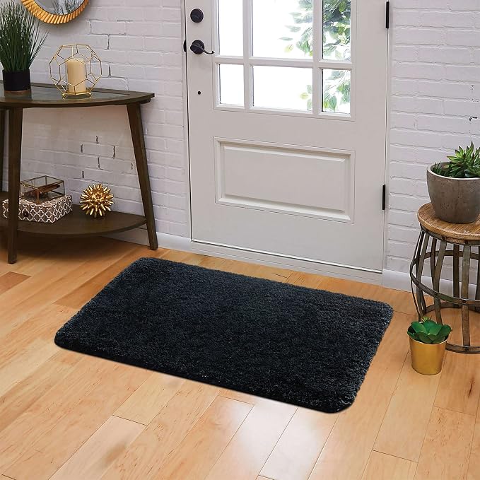 MIULEE Black Absorbent Bath Rugs, Soft Large Bathroom Mats Non-Slip and - Image 7