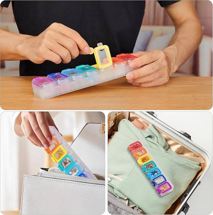 Fullicon Weekly Pill Organizer 7 Day Ultra Moisture and Spill Proof Daily Pill - Image 8