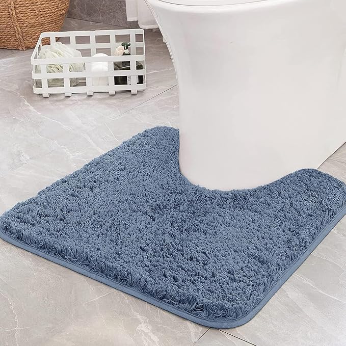 MIULEE Microfiber Toilet Bath Mat U-Shaped Contour Shaggy Bathroom Rugs Non - Image 6