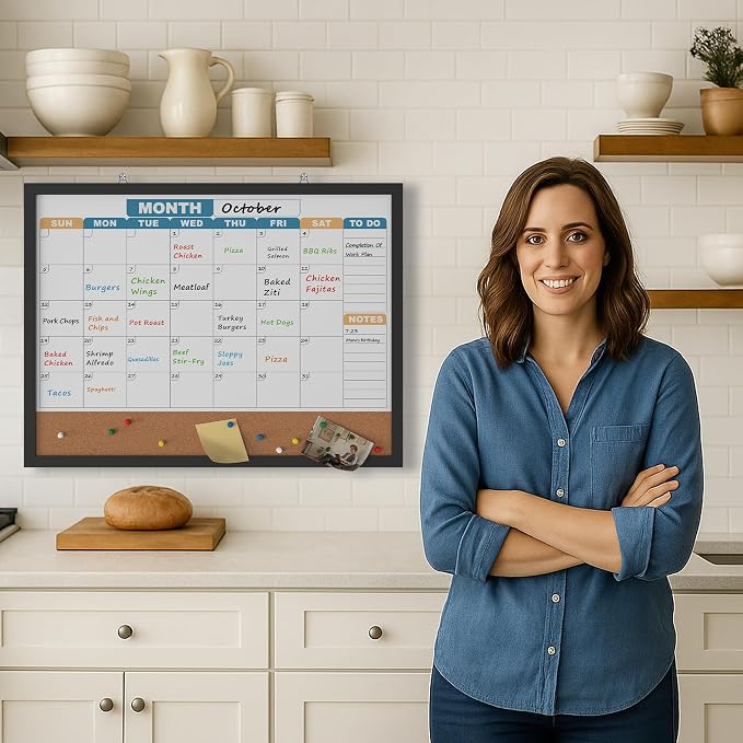 Monthly Calendar Dry Erase Board 24x18 Inch, Double-Sided Whiteboard and - Image 9