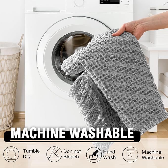 H.VERSAILTEX Waffle Bath Mat Super Absorbent Boho Bath Mat Non Slip Bath Rugs - Image 7