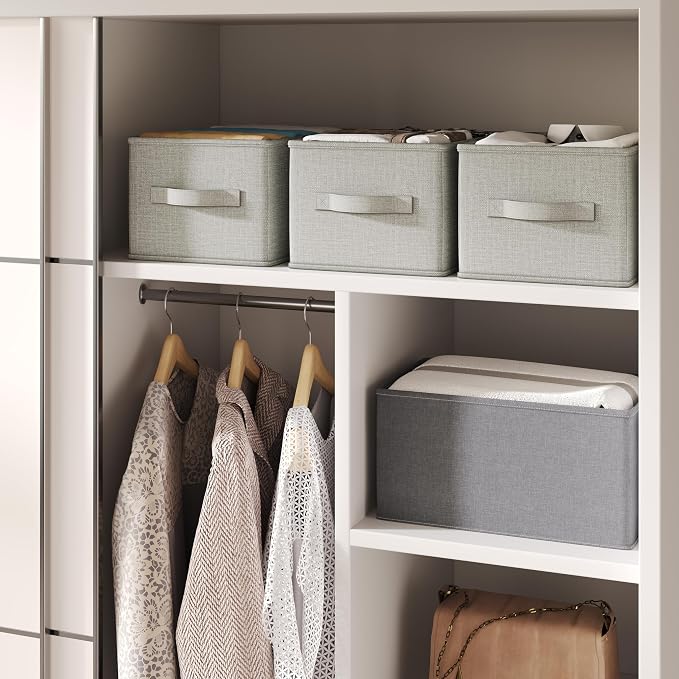 3 Pack Fabric Storage Bins for Shelves | 11.5x8.75x6.5in Closet Storage Baskets - Image 9