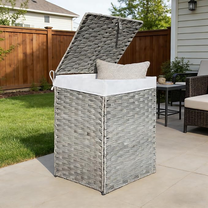 90L Foldable Outdoor Wicker Storage Basket - Image 6