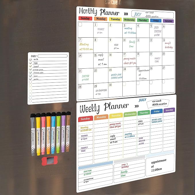 Hivillexun Magnetic Dry Erase Calendar Whiteboard Set - Field & Grace