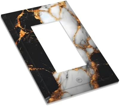 Decorative Outlet Covers Black Gold Marble 1 Gang Rocker Light Switch