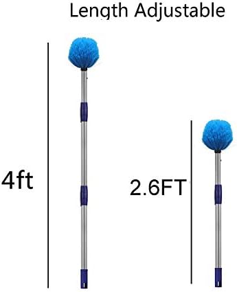 Cobweb Duster with Pole, 4ft Stainless Steel Pole Cobweb Brush with