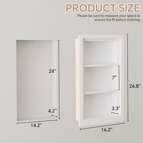 Solid Wood 14 X 24 Recessed Medicine Cabinet,3-Tier, Medicine Cabinet