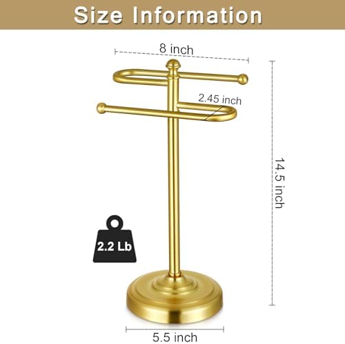 Hand Towel Holder Stand for Bathroom Countertop,S-Shape Bar,Gold