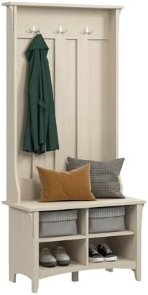 Bush Home Salinas Hall Tree with Shoe Storage Bench in Antique White