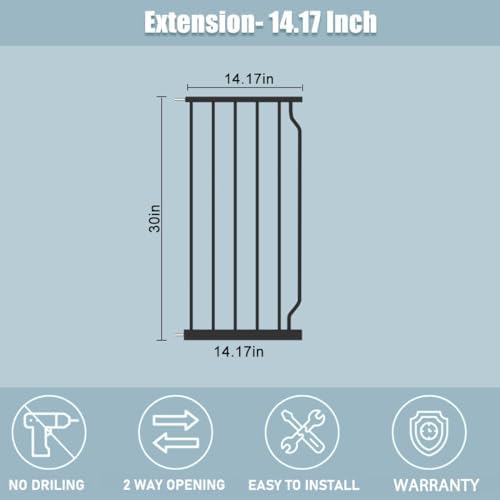 Extra Wide Baby Gate with 14.17in Extensions - Walk Through Pressure
