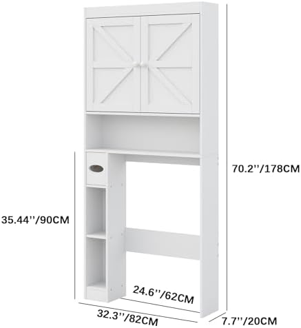 Furnideco Over The Toilet Storage Cabinet with Barn Doors, 32.3''W