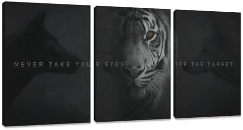 Unbruvo Tiger Motivational Wall Art - 3 Piece Canvas Prints for