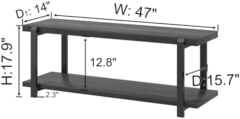 FOLUBAN 47 Inch Shoe Storage Bench, Rustic Wood and Metal Entryway