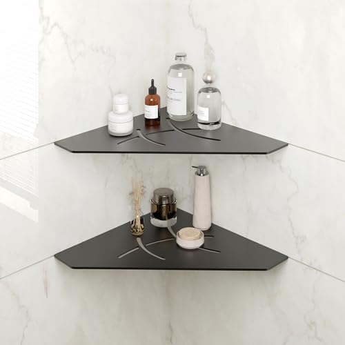 FerdY 2-Pack 10" Matte Black Recessed Corner Shower Shelf, for Tiled