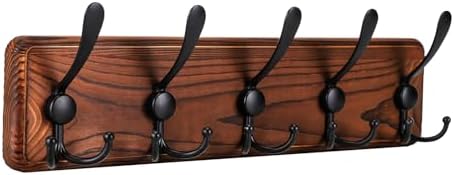 Kruodop Large Coat Rack Wall Mount Coat Hooks Coat Hanger with 5 Metal
