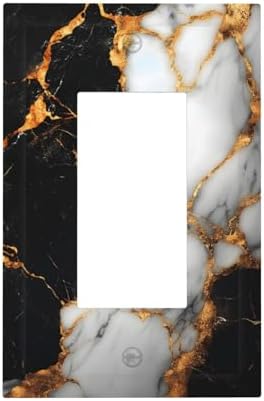 Decorative Outlet Covers Black Gold Marble 1 Gang Rocker Light Switch