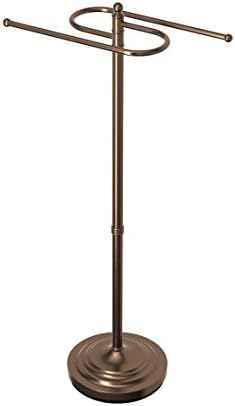 Gatco 1508, Modern Round Base Floor Standing S Style Towel Holder, Bronze / 38" H Freestanding Hand Bath Towel Stand for Bathroom