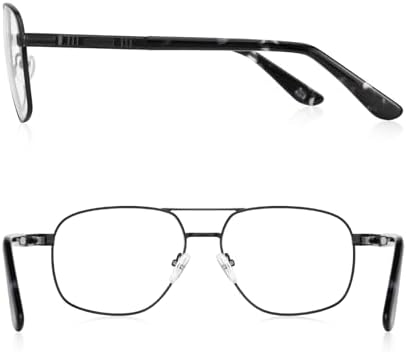 RBPilot Square Metal Aviator Reading Glasses for Men - Blue Light