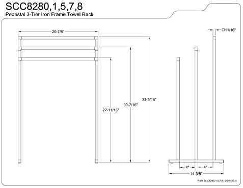 Kingston Brass SCC8285 Pedestal 3-Tier Steel Construction Towel-Rack, Oil Rubbed Bronze