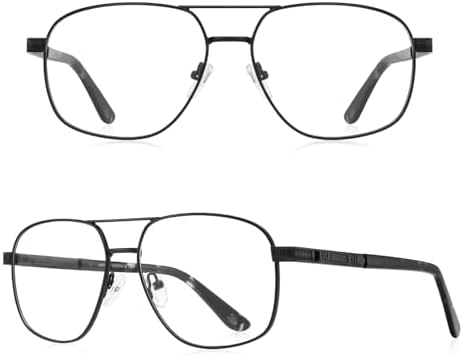RBPilot Square Metal Aviator Reading Glasses for Men - Blue Light