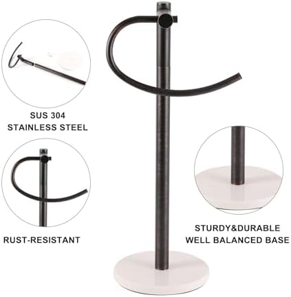 Standing Towel Bar Holder - Free Standing Bathroom Towel Rack Towel Holder with Engineered Stone Base - Countertop Vanity Towel Stand for Hand/Kitchen Towels (Oil-Rubbed Bronze)
