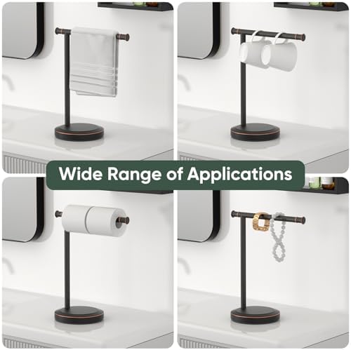 Hoimpro Hand Towel Holder Stand Bathroom Towel Bar Rack Countertop Bronze