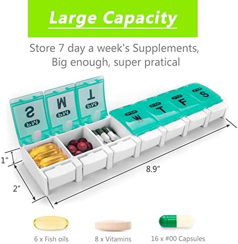 Remtise Weekly AM/PM Pill Organizer, Twice Daily