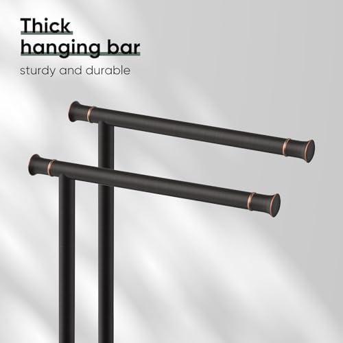 Hoimpro Hand Towel Holder Stand Bathroom Towel Bar Rack Countertop Bronze