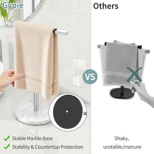 Gypie Hand Towel Holder Stand Countertop T-Shape, Brushed Nickel