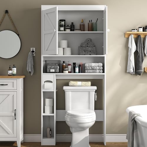 Furnideco Over The Toilet Storage Cabinet with Barn Doors, 32.3''W