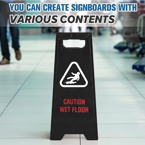 2 Pack 24" Height Blank Floor Sign Black A-frame Foldable Caution Sign