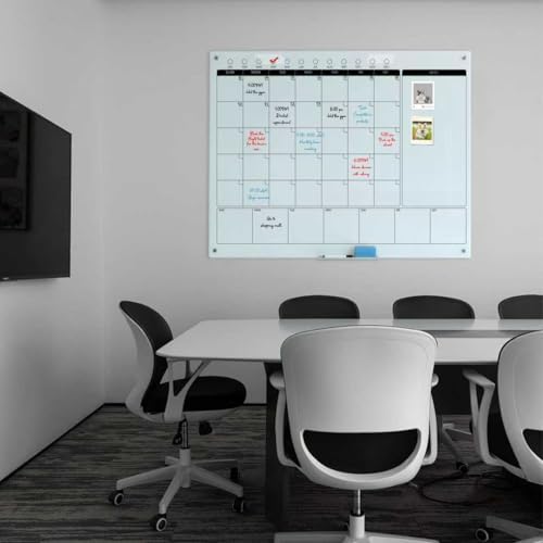 Magnetic Glass Whiteboard Calendar 48"x36" Glass Dry Erase Calender