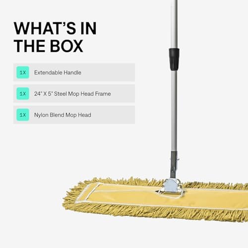 24 Inch Yellow Commercial Dust Mop & Floor Sweeper with Extendable