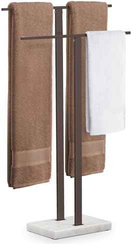 KES Bronze Standing Towel Rack with Weighted Marble Base, Towel Rack Stand