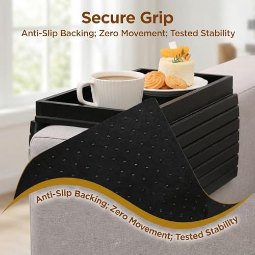 Couch Armrest Table, Bamboo Couch Cup Holder, Couch Cup Holder Tray