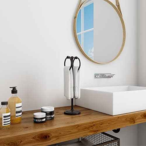 BGL Hand Towel Holder Stand for Bathroom, Hand Towel Stand for Bathroom Counter, Free Standing Towel Racks for Bathroom with Weighted Wood Base,19" High-Oil Rubbed Bronze