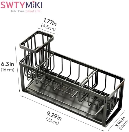 SWTYMIKI Sponge Holder for Kitchen Sink - Sink Caddy with Brush Holder