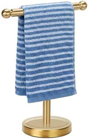 Hand Towel Holder, T-Shape Hand Towel Stand for Bathroom, Hand Towel Rack Bar Standing for Vanity Kitchen Countertop (Gold, Stainless Steel)