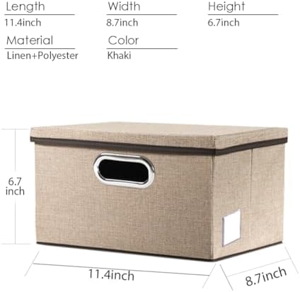 PRANDOM Storage Bins with Lids [3-Pack] Jute Fabric Foldable Storage