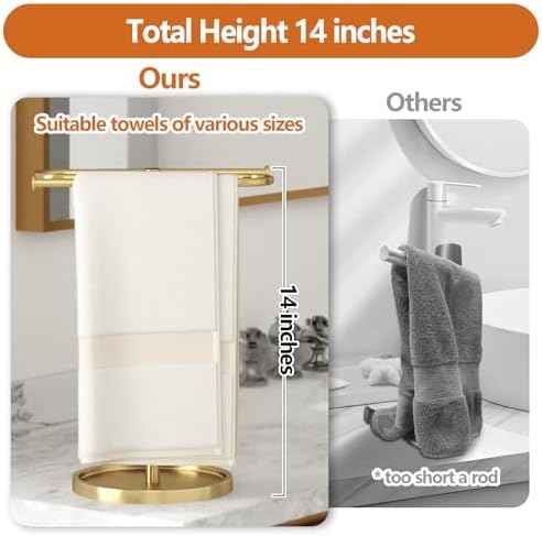 Bethom Bathroom Hand Towel Holder Stand Gold, S-Shape Kitchen Towel Rack