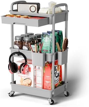 Sorgion 3 Tier Rolling Cart Organizer,Laundry Room Bathroom Organizers