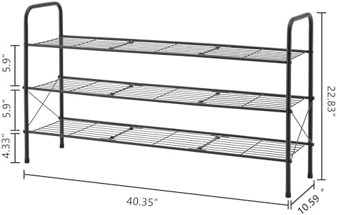 Hoctieon 3 Tier Mesh Style Shoe Rack, Entryway Shoe Shelf, Shoe