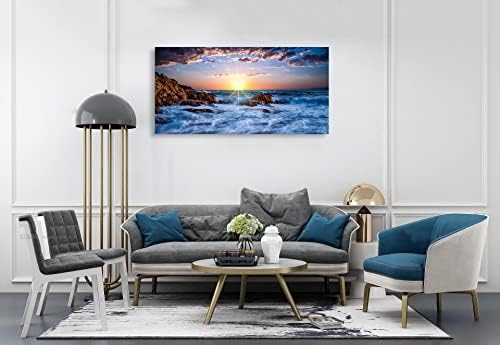 Muolunna S05850 Wall Art Decor Canvas Print Picture Sunset Blue Ocean