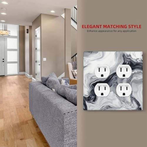 Abstract Marble Ink Texture Grey Marble Print Outlet Covers 2 Gang