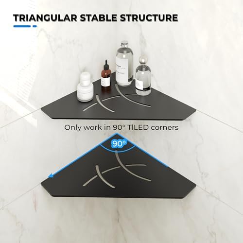 FerdY 2-Pack 10" Matte Black Recessed Corner Shower Shelf, for Tiled