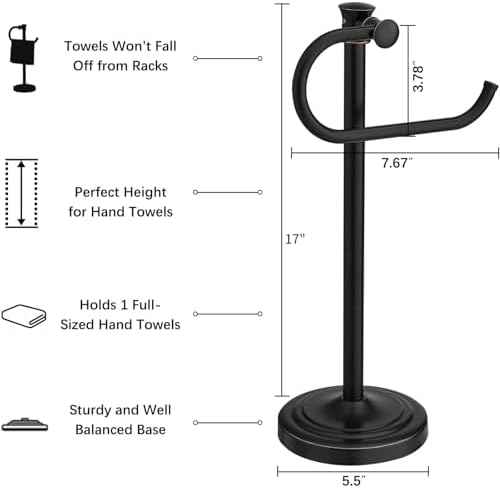 BESy Stand Hand Towel Holder, Countertop Towel Bar, Oil Rubbed Bronze