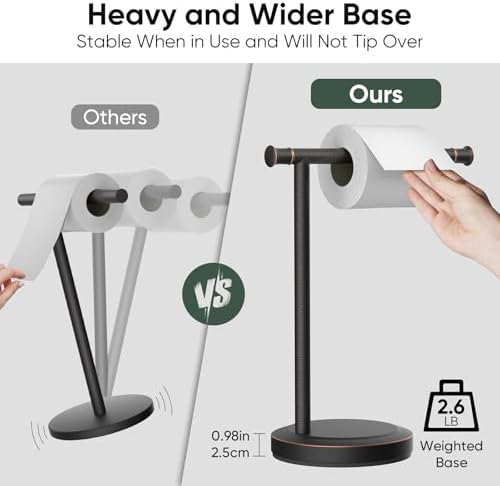 Hoimpro Hand Towel Holder Stand Bathroom Towel Bar Rack Countertop Bronze