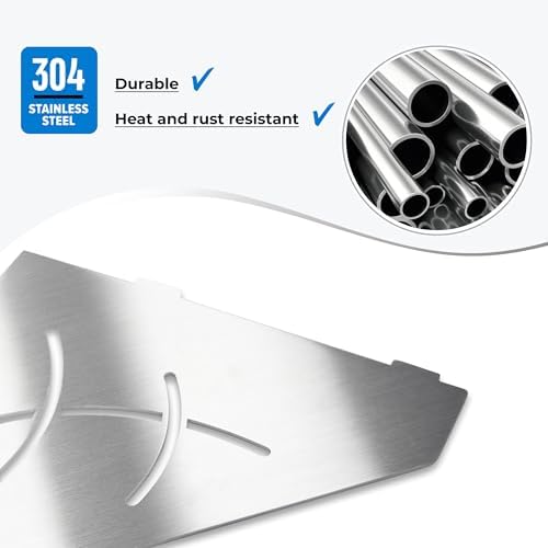FerdY 2-Pack 10" Brushed Nickel Recessed Corner Shower Shelf, for