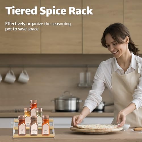 nianfeng Tiered Spice Rack, 3-Tier Spice Pantry Kitchen Cabinet