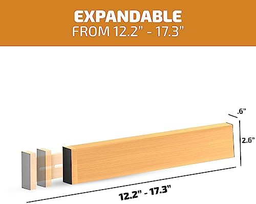 4-Pack Bamboo Drawer Dividers - 2.6 Inches High, Adjustable 12 to